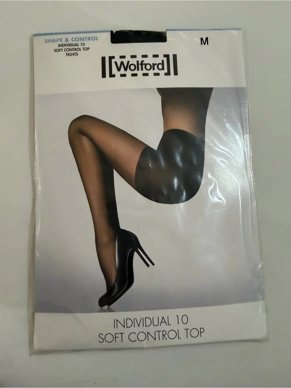 Wolford Individual 10 Sheer Control Top Tights - Black